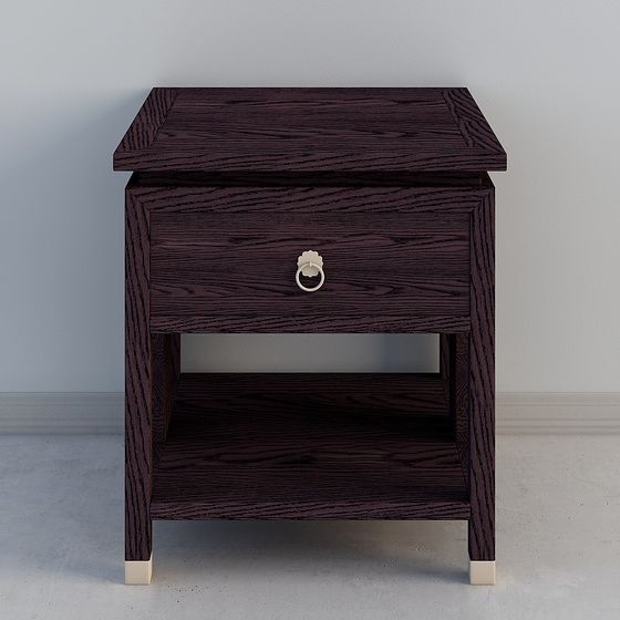 Elegant Purple Wooden Nightstand 3D model