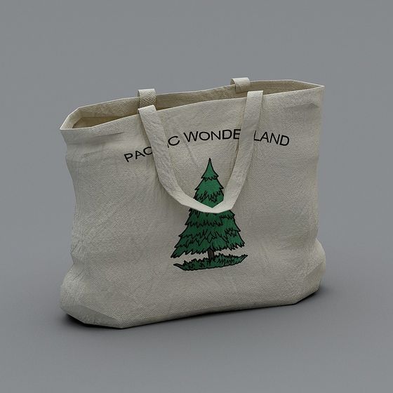 Pacific Wonderland Canvas Tote Bag 3D model