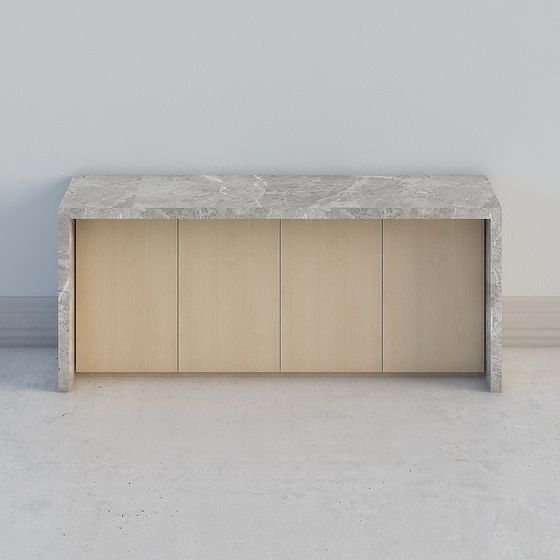 Elegant Marble Top Storage Cabinet 3D model
