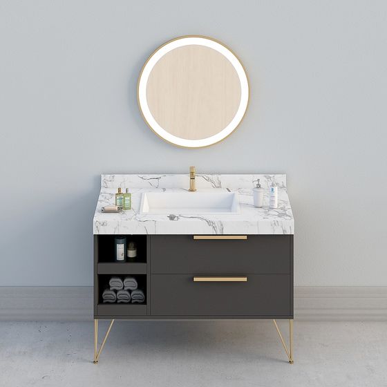 Stylish Low-Poly Bathroom Vanity 3D model