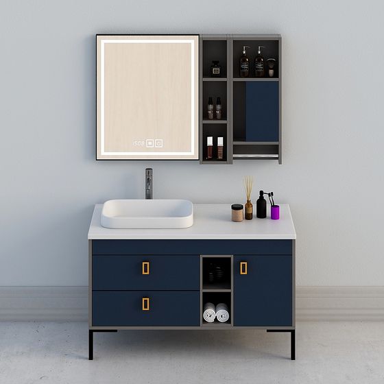 Elegant Bathroom Cabinet 3D model for Creative Projects