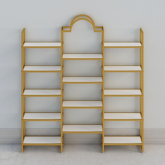 Elegant Gold Bookshelf 3D model for Modern Interiors