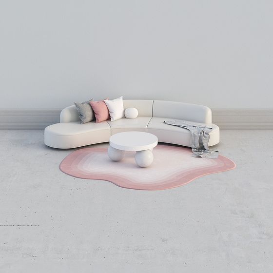 Streamlined Living Room Set 3D model