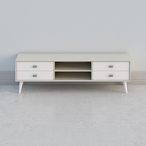 Stylish Low-Poly TV Cabinet 3D model for Modern Interiors