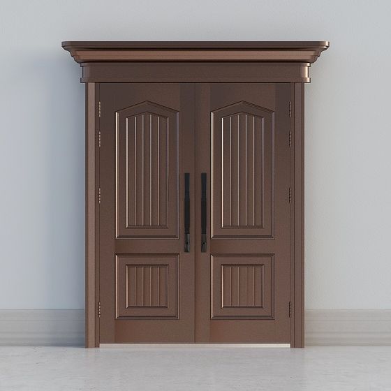Modern White and Brown Indoor Door 3D Model