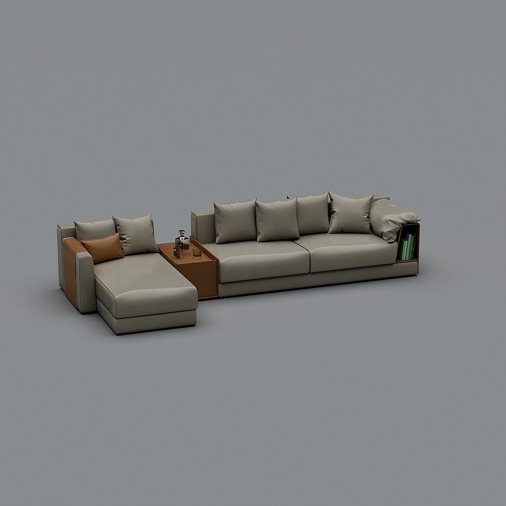 Stylish Low-Polygon Sofa 3D model for Modern Interiors