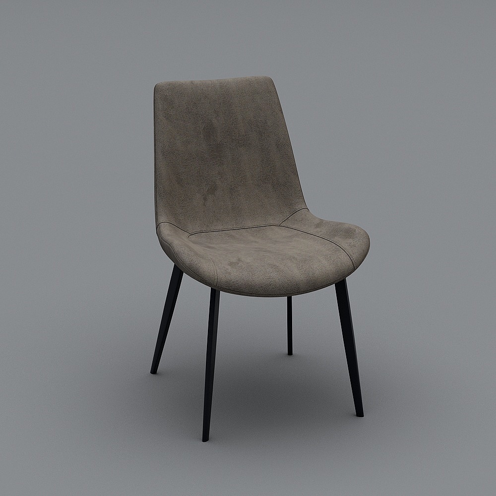Modern Minimalist Gray Leather Armchair 3D model