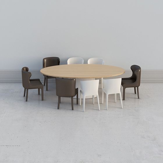 Stylish Round Table and Chair Set 3D model