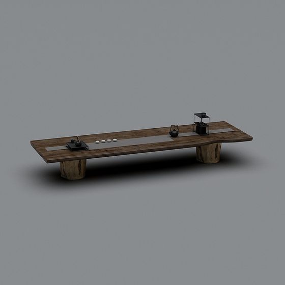 Natural-Inspired Long Table 3D Model