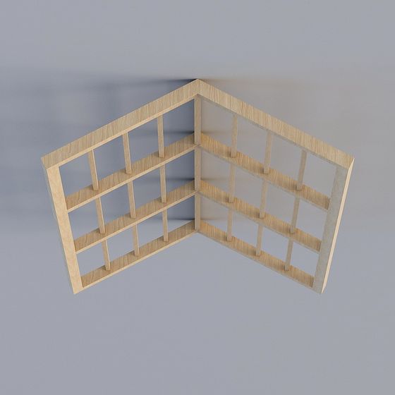 Modern L-Shaped Bookshelf 3D model
