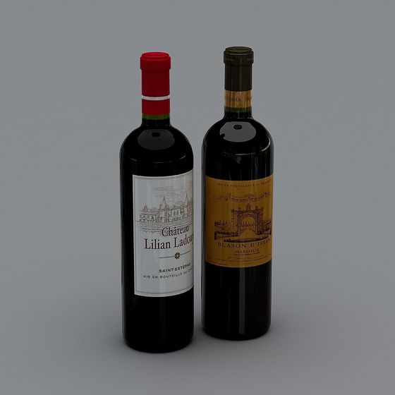 Elegant Wine Bottle 3D Model Collection