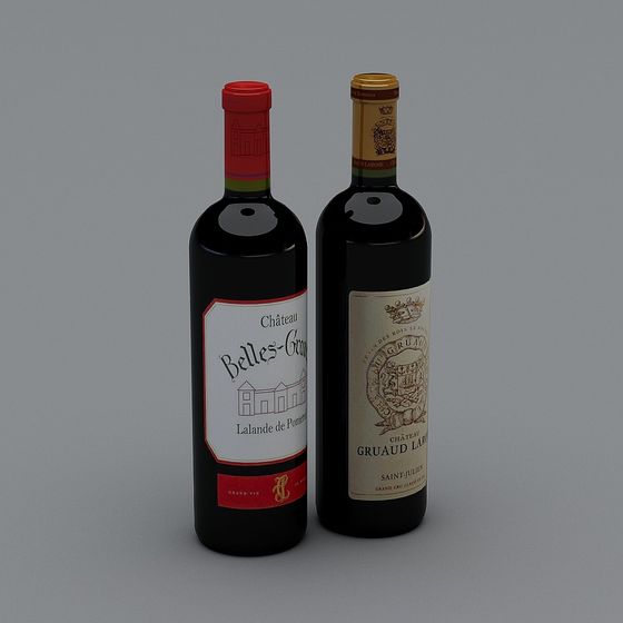 Elegant Low-Poly Wine Bottles 3D model