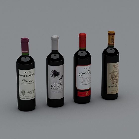 Realistic Wine Bottles 3D model Collection