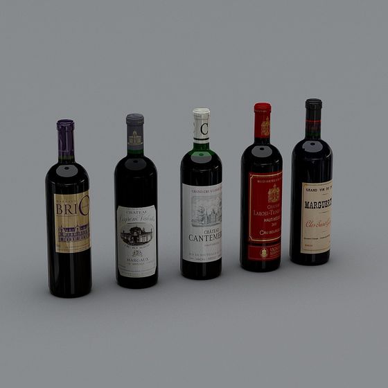 Realistic Fine Wine Bottle 3D Model Collection