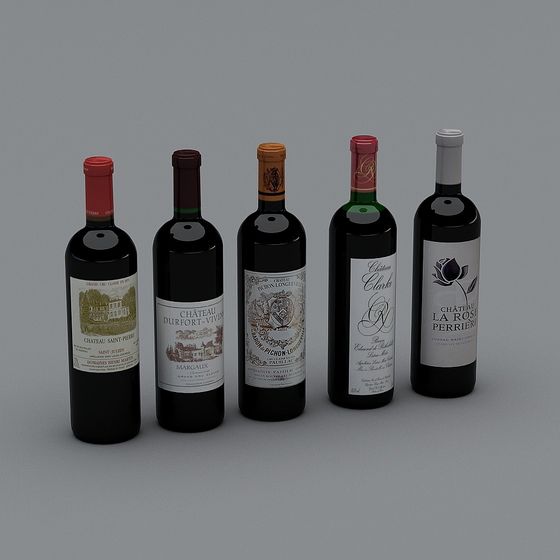 Exquisite Wine Bottles 3D model Collection