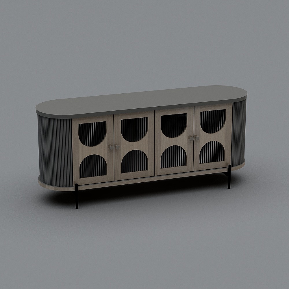 Elegant Curved Cabinet 3D model