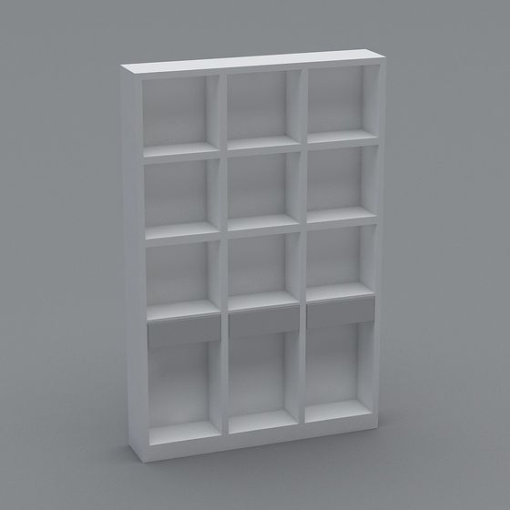 Minimalist 3D Bookshelf Model for Modern Interiors