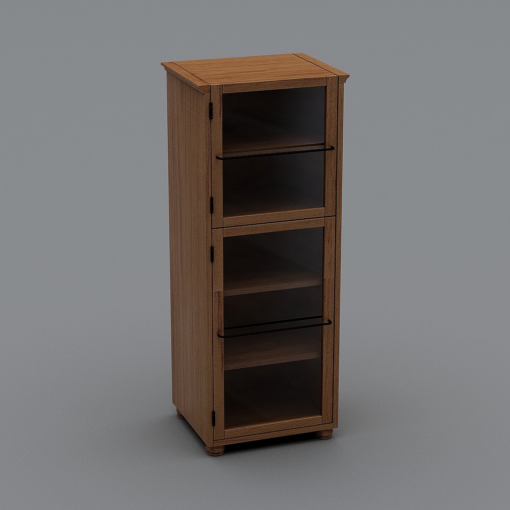 Small full of Nordic "beautiful set" teak solid wood in ancient tea set storage side cabinet glass display locker - Burmese teak money