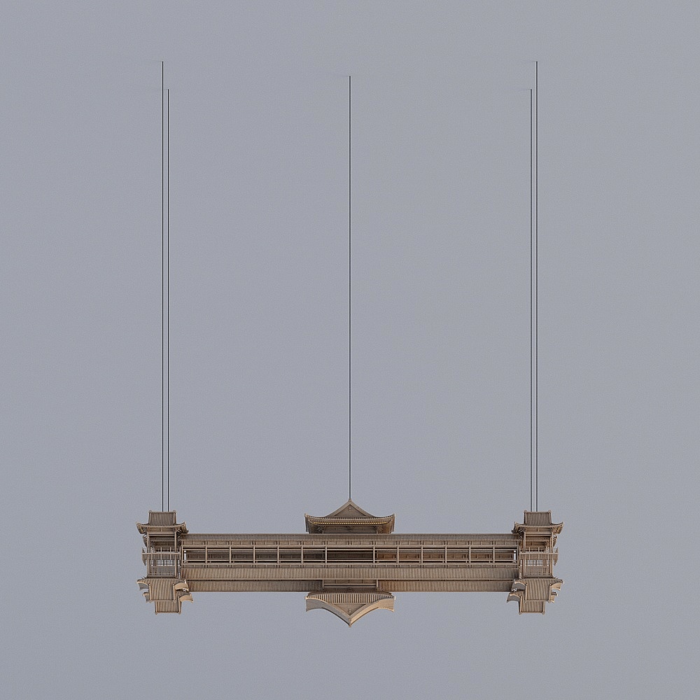 Hanging Eastern Architecture Low-Poly 3D model
