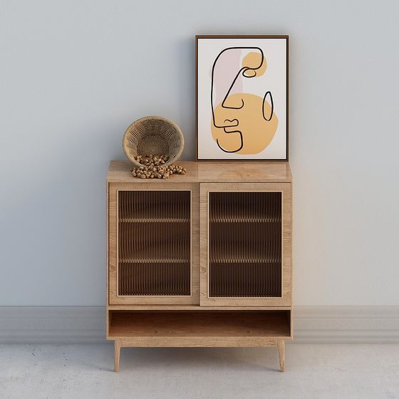 Stylish Wooden Display Cabinet 3D model