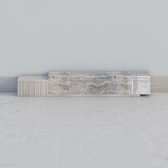 Marble TV Stand 3D model in Modern Minimalist Aesthetic