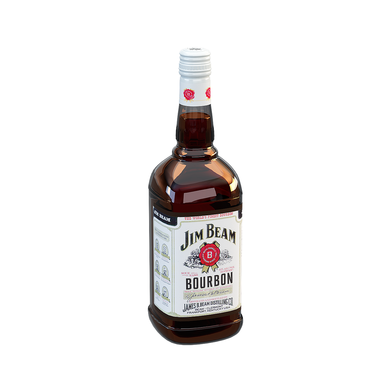 Jim Beam Bourbon Whiskey Bottle 3D Model – Realistic Low Poly