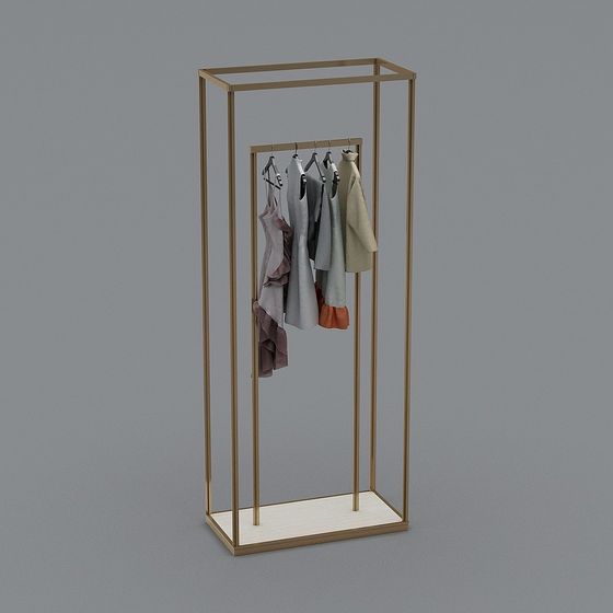 Stylish Metal and Wood Coat Rack 3D model for Modern Spaces