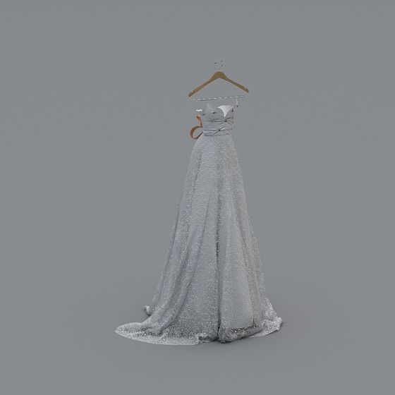 Stylish Low-Polygon Wedding Dress 3D model for Creative Projects