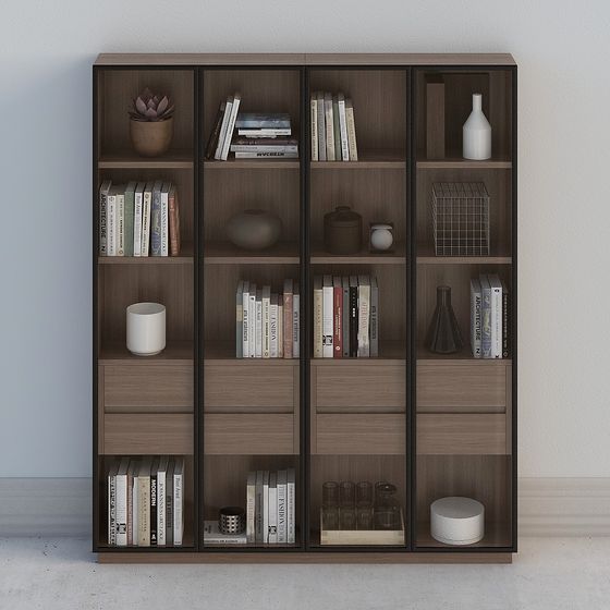 Современный книжный шкаф комбинация-7