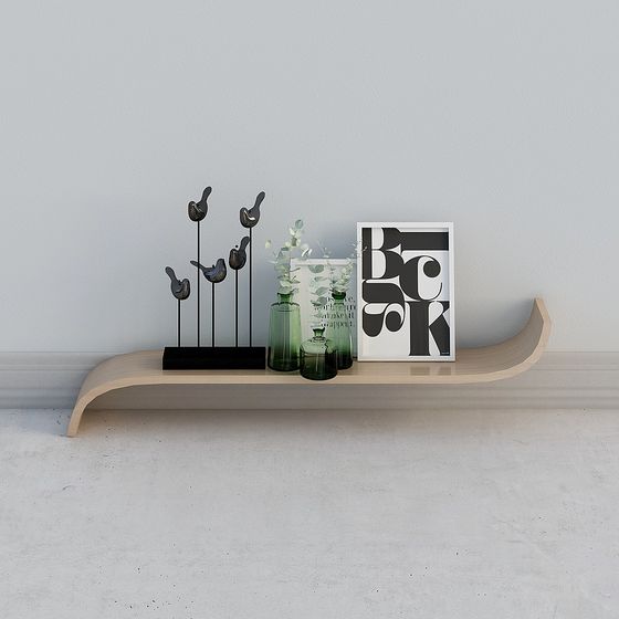 Curved Bookshelf 3D model - Modern Aesthetic Design