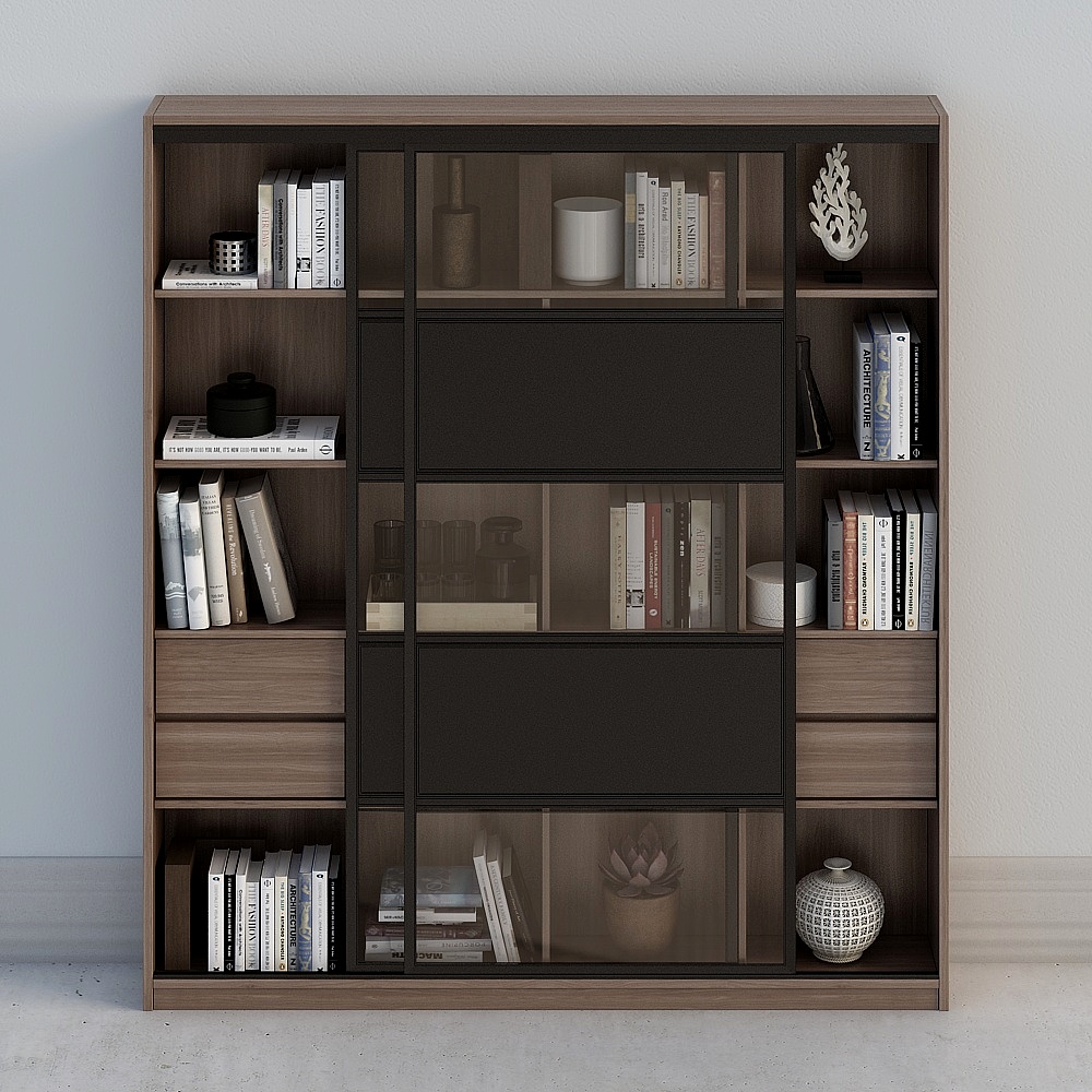 Современный книжный шкаф комбинация-5