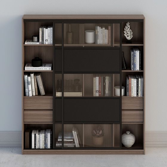 Современный книжный шкаф комбинация-5