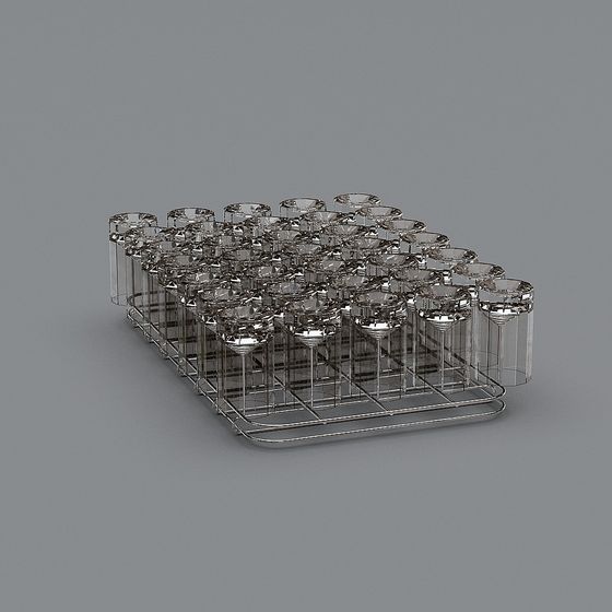 Low-Polygon High-Detail Test Tube Rack 3D model