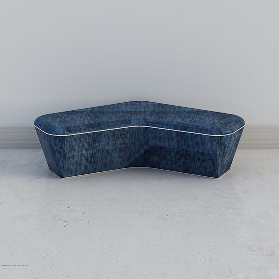 Blue Wooden Bench 3D model for Urban Spaces