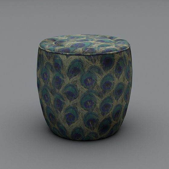 Peacock Feather Round Stool 3D model