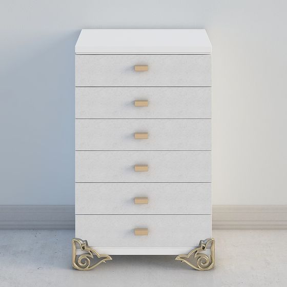 Elegant Marble-textured Drawer Cabinet 3D model