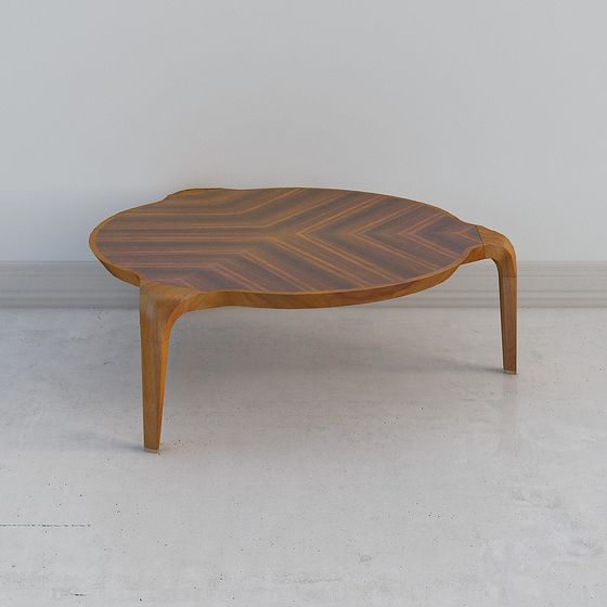 Streamlined Table Streamlined Coffee Table 3D Model – Low-Poly Wood Design