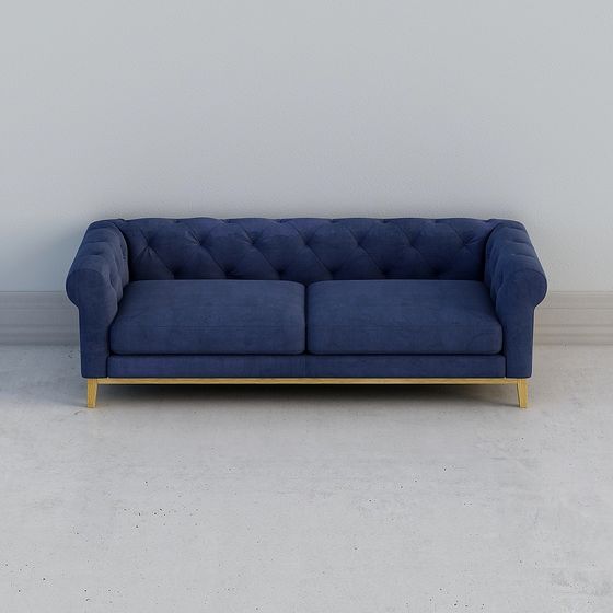 Stylish Navy Blue Sofa 3D model for Contemporary Spaces