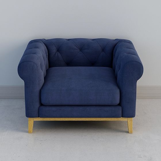 Velvet Chesterfield Armchair 3D model