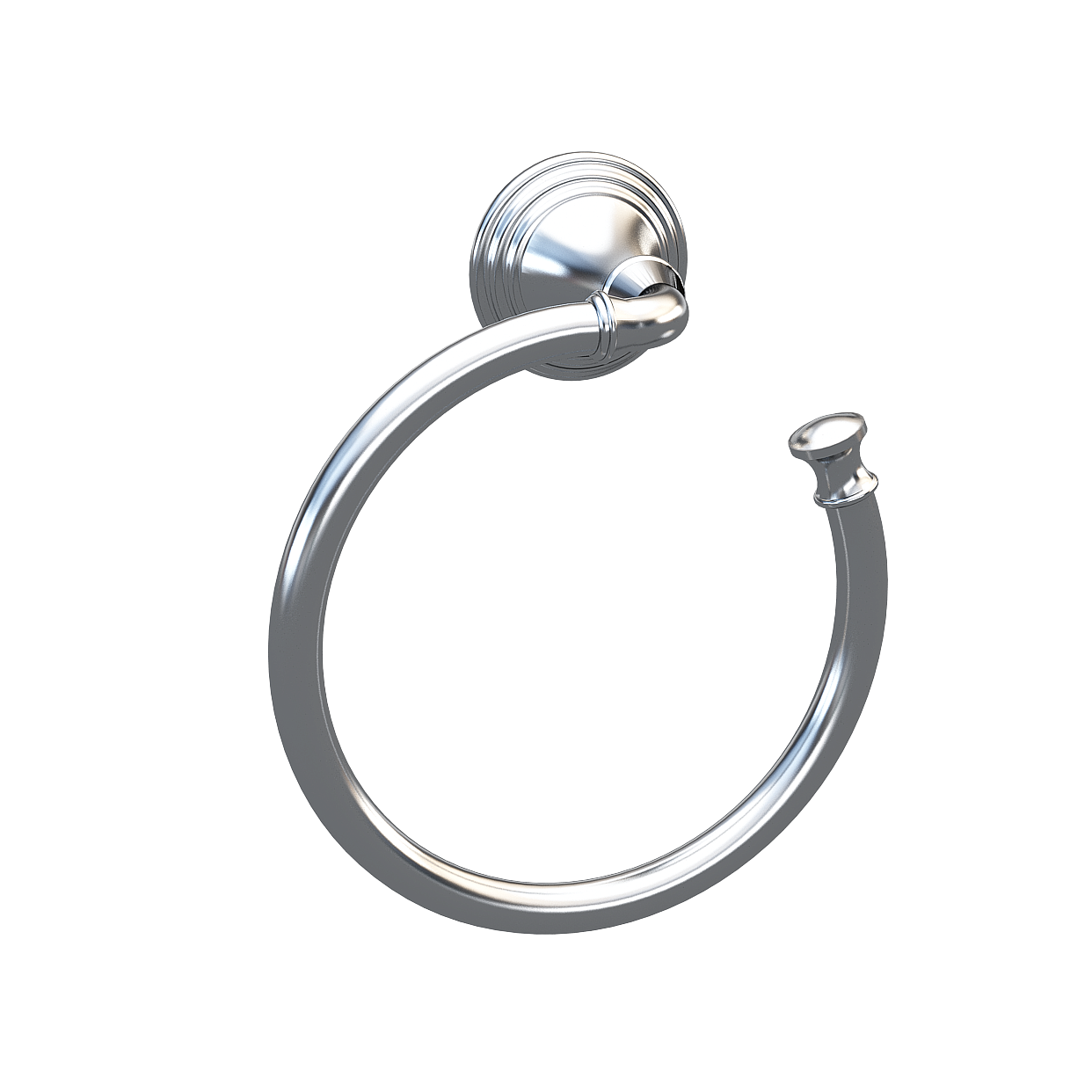 Elegant Towel Ring 3D Model – Low-Poly Silver Design