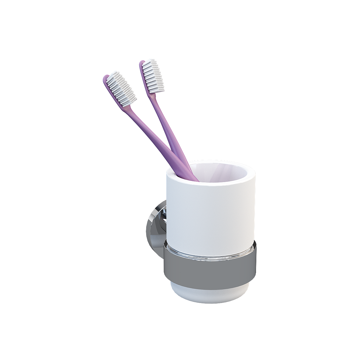 Elegant Low-Poly Toothbrush Holder 3D Model – Silver Finish
