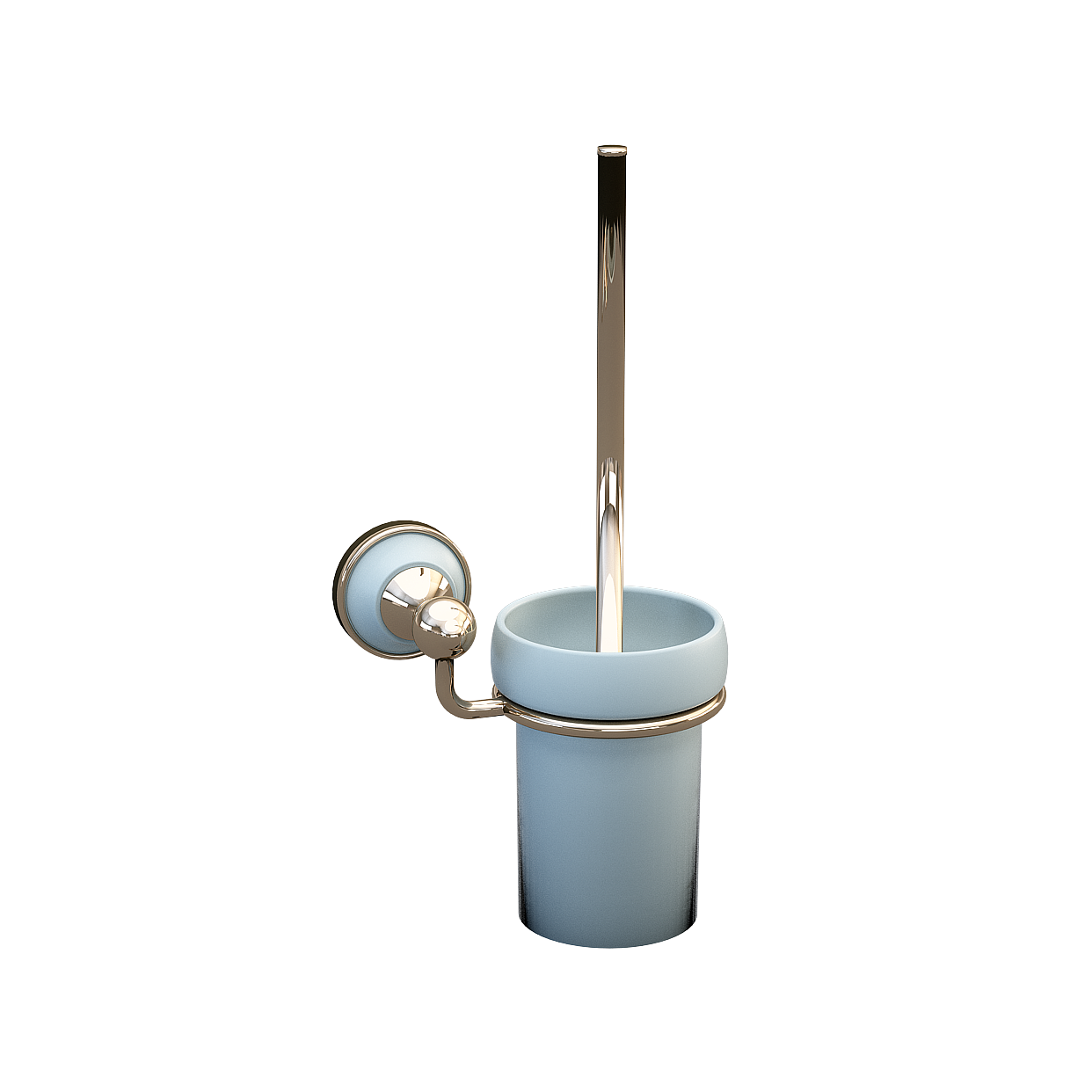 Elegant Toilet Brush Holder 3D Model – Matte Blue Ceramic