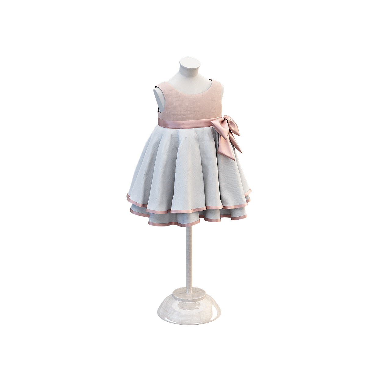 Childhood Dream Dress 3D Model – Retro-Modern Low-Poly Design