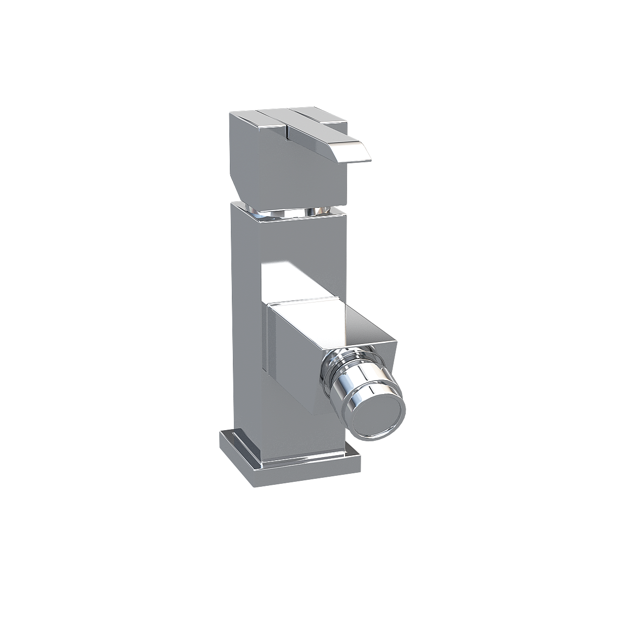 Sleek Low-Poly Faucet 3D Model – Geometric Metallic Design