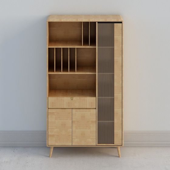 Minimalist Wooden Storage Cabinet 3D model