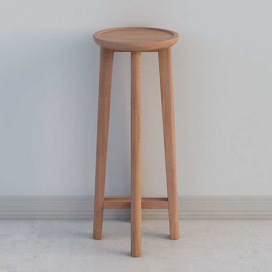 Stylish Wooden Stool 3D model