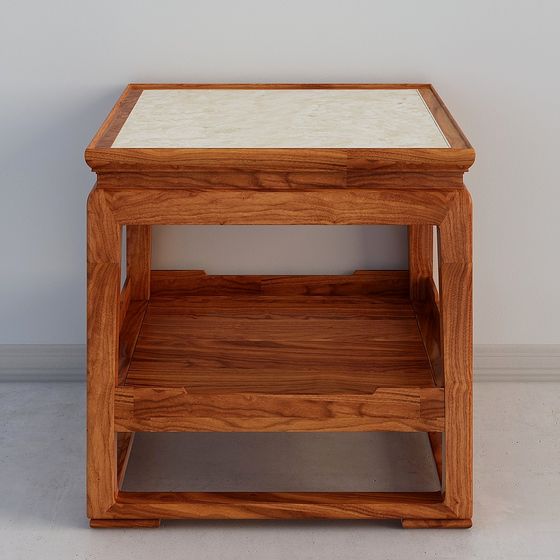 Minimalist Wooden Side Table 3D model