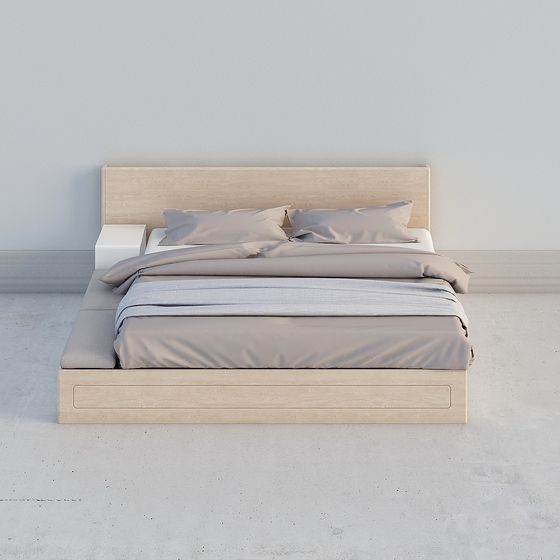 Elegant Low-Poly Bed Frame 3D model