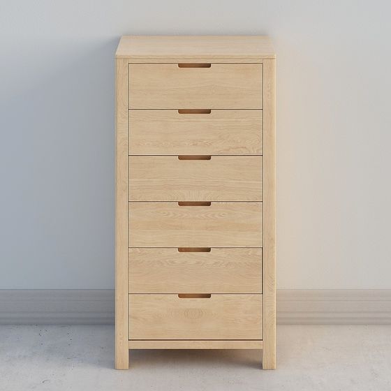 Stylish Wooden Drawer Cabinet 3D model