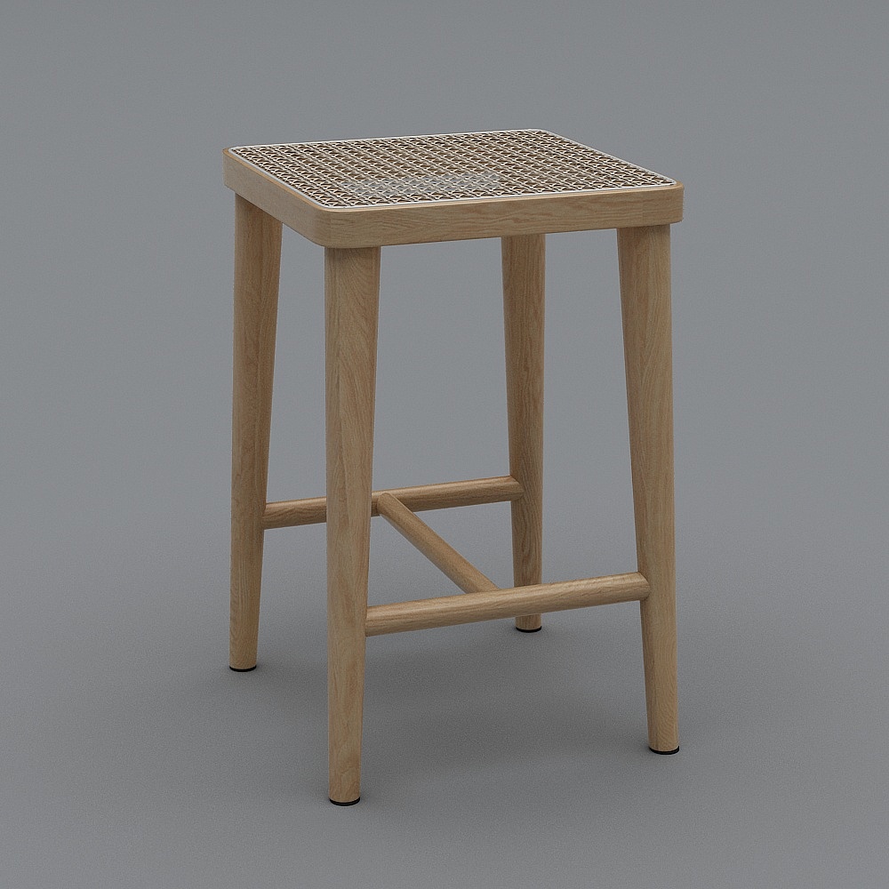 Serie de lenguaje de Yeswood-Baikal-Y58T01--Taburete cuadrado de ratán 1